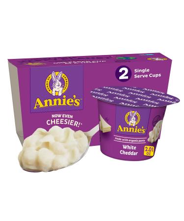 Annies White Cheddar Microwave Mac & Cheese with Organic Pasta, Single Serve Macaroni & Cheese Cups, 2.01 OZ, 2 Count (Pack of 6)
