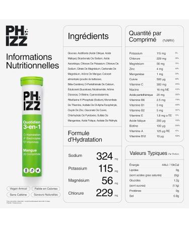 Phizz Electrolytes Multivitamins & Hydration Tablets - 60 Effervescent Rehydration Tablets - 18 Vitamins & Minerals Vitamin C Vegan Vegetarian & Low Calorie (Mango) - Buy Online on GoSupps.com