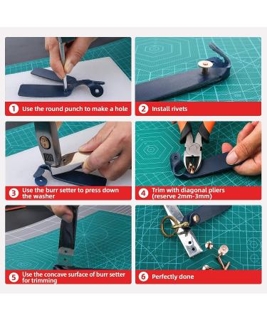 JUNE SunShine 84Pcs Copper Rivets and Burrs Set with Leather Hole Punch Cutter - Leather Working Supplies - Buy Online on GoSupps.com