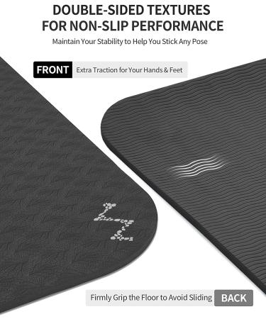 CAMBIVO Extra Thick Yoga Mat 72x24x0.24 inch - Professional TPE Workout Mat for Yoga, Pilates, Floor Exercises - Black with Carrying Strap | Men Women Kids - Buy Online on GoSupps.com