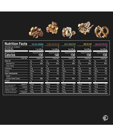 Funky Chunky Gourmet Popcorn Sampler Variety Pack - Sea Salt Caramel, Nutty Choco Pop, Peanut Butter Cup, Chip Zel Pop, Chocolate Pretzel - 2 oz (5 Bags) - Buy Online on GoSupps.com
