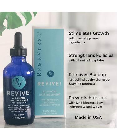 RemeVerse Revive Hair Treatment Serum | Redensyl Serum for Thinning Hair | Procapil, Peptides, DHT Blockers, Vitamins | Promotes Hair Growth | 4 Fl Oz - Buy Online on GoSupps.com