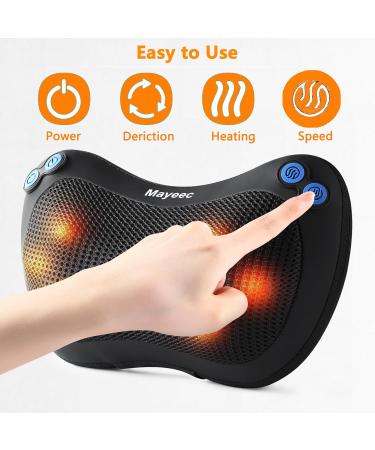 Mayetec Neck Massage Device - Shiatsu Massage Pillow with Heat for Deep Tissue Relief - Perfect for Shoulders Back & Legs - Home & Car Use - Buy Online on GoSupps.com