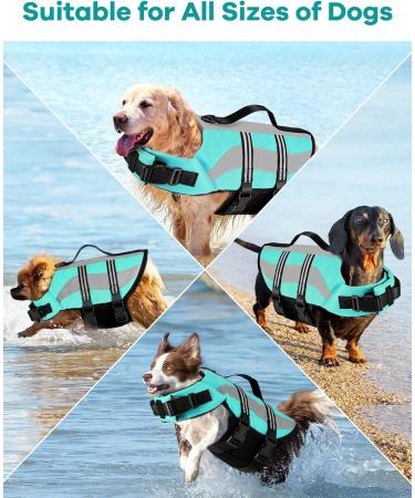 Petbank Life Jacket for Dogs - Adjustable Swimming Vest with Reflector Stripes | Buoyant Swim Suit for Small Medium & Large Dogs - Light Blue - Buy Online on GoSupps.com