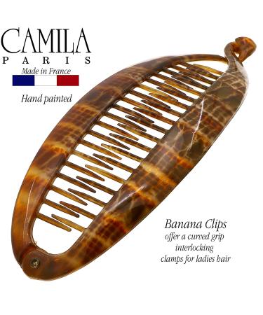 Camila Paris CP3097 Large Banana Clip Hair Comb - 7 Inch Flexible Clip for Thick Hair, Brown - Made in France - Buy Online on GoSupps.com