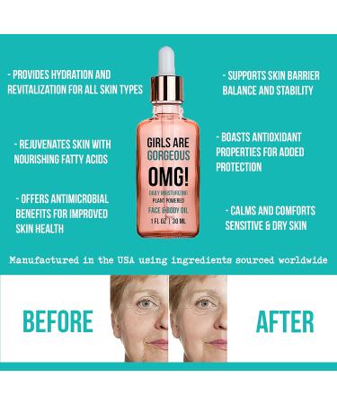OMG! Face Oil - Ultimate Dry Skin Remedy | Natural Hydrating Treatment for Skin Barrier Repair & Glow | Anti-Aging Firmness & Fine Lines | Gua Sha & Face Yoga Ready | 100% Plant Extracts | Made in USA - 1 Oz - Buy Online on GoSupps.com