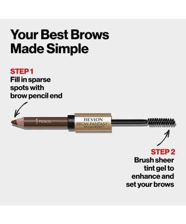 Revlon ColorStay Brow Fantasy Eyebrow Gel & Pencil - 2-in-1 Eye Makeup in Dark Brown 0.04 Oz - Longwearing Formula for Precision Application - Buy Online on GoSupps.com