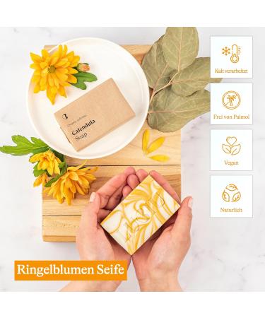 Buy Lubiu Marigold Soap - 100g Handmade Natural Shower & Hand Soap for Men Women & Children | Ideal Solid Soap Gift - Buy Online on GoSupps.com