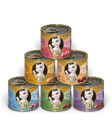 KITTY Cat Paté Mix 1, 6 x 200 g, wet cat food in a trial pack, grain-free cat food with