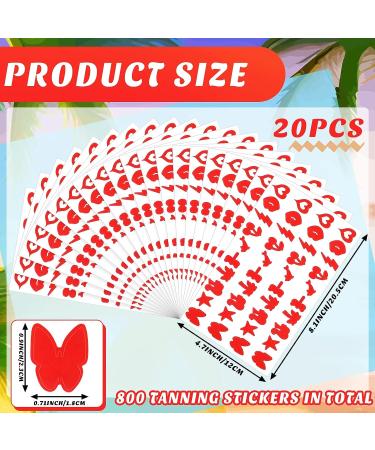 800 Self-Adhesive Tanning Stickers for Indoor Beds - Butterfly, Lips, Dolphin Perforated Stickers for Sun Protection - 10 Styles for Women - Buy Online on GoSupps.com
