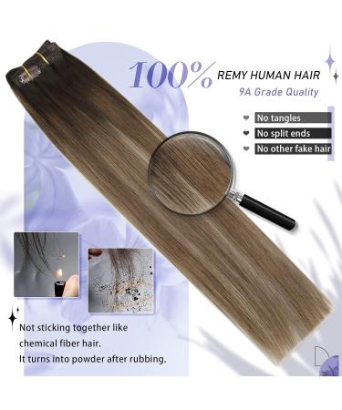 Moresoo Balayage Clip in Hair Extensions 12 Inch Brown Ombre Highlights - 5 Pieces, 70g - Natural Hair Extensions for Women - Pack of 1 (#4/10/16) - Buy Online on GoSupps.com