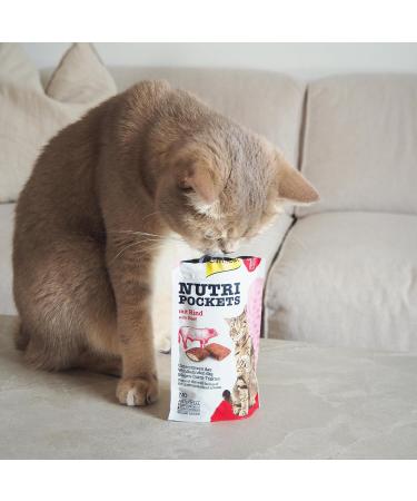 Gimcat Nutri Pockets Beef - Crispy Cat Snack with Creamy Filling & Functional Ingredients | 60g Pack - International Shipping Available - Buy Online on GoSupps.com