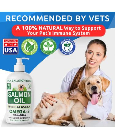 Bark&Spark Salmon Oil for Dogs & Cats - Omega-3 Skin & Coat Support - Liquid Supplement 32oz - Buy Online on GoSupps.com