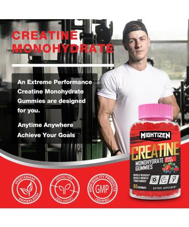 5000mg Creatine Gummies for Women - Vegan Pre-Workout with Taurine & B12 for Maximum Strength Energy & Endurance - 60 Count Berry Flavor - Buy Online on GoSupps.com