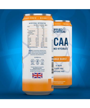 Applied Nutrition BCAA Energy Drink - Caffeine Free BCAA Amino Hydrate Sugar Free Branch Chained Amino Acids (Pack of 12) (Orange Burst) - Buy Online on GoSupps.com