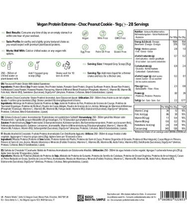 Vegan Protein Extreme - 29g Plant Protein | Lactose & Gluten Free | 1kg Chocolate Cookie - 28 Servings | Protein Works - Buy Online on GoSupps.com