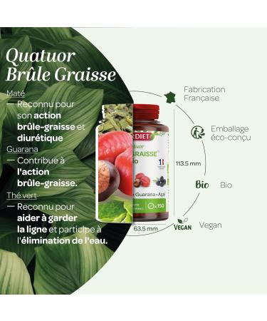 SUPERDIET - ORGANIC FAT BURNER QUARTET - Mate Guarana Green Tea Acai - Made in France - 150 tablets - Buy Online on GoSupps.com