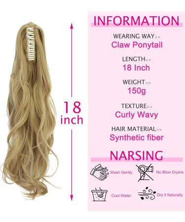 Curly Ash Blonde Claw Ponytail Hair Extension | Clip-In Ponytail 18 Inch - Buy Online on GoSupps.com
