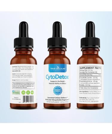 True Cellular Formulas CytoDetox Liposomal Zeolite Clinoptilolite with Fulvates - Supports Cellular Detox & Natural Toxin Removal - Gentle Detoxifier and Binder - 1 oz Bottle - Buy Online on GoSupps.com