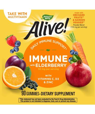 Nature's Way Alive! Immune Gummies - Grape & Cherry Flavors, 90 Count - Buy Online on GoSupps.com