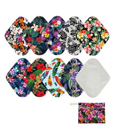 Reusable Cloth Sanitary Napkin Super Absorbency Organic Bamboo Hygiene Cloth Pads Washable Menstrual Panty Liners Pads with Storage Bags Full Organic Bamboo
