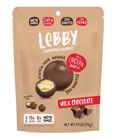 Lebby Chickpea Snacks, Milk Chocolate, 3.5 oz, 6 pack Gluten Free, Non-GMO, High Protein and High Fiber, Healthy Snack