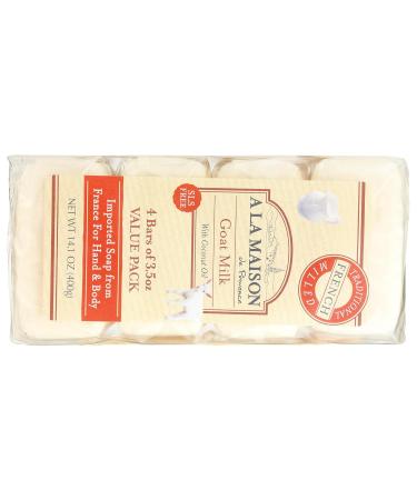 A LA MAISON Goat Milk Bar Soap - Triple French Milled Unscented Natural Moisturizing Hand Soap Bar (4 Bars of Soap 3.5 oz) - Buy Online on GoSupps.com