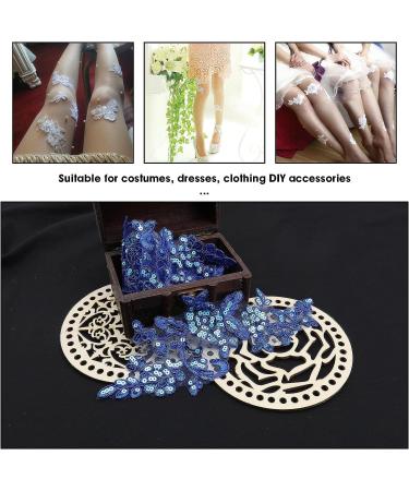 Micro Traders 2 Pairs Royal Blue Embroidery Sequin Lace Appliques Mirror Pair for DIY Crafts - 23.5x10cm - Buy Online on GoSupps.com