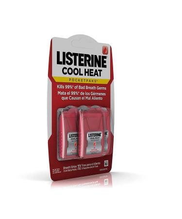 Listerine Cool Heat Pocketpaks Breath Strips 72-Strips, 3-Pack x 6 - Cinnamon Flavor, Bad Breath Germs Killer - Buy Online on GoSupps.com