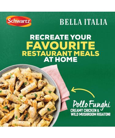 Schwartz x Bella Italia Pollo Funghi Creamy Chicken & Wild Mushroom Rigatoni Recipe Mix 30g - Buy Online on GoSupps.com