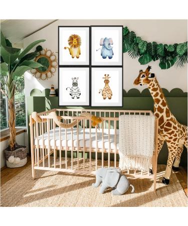Personalized Safari Animal Wall Art Set - Cute Jungle Animals Print for Kids Bedroom - Set of 4 Unframed Pictures (8 x 6 Inches) - Buy Online on GoSupps.com