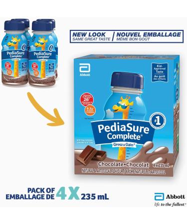 PediaSure Complete Nutritional Supplement 4 x 235 mL Chocolate Kids nutritional shake & PediaSure Complete Reduced Sugar 33% Less Sugar Nutritional Supplement 4 X 235 ml Vanilla 940 ml - Buy Online on GoSupps.com