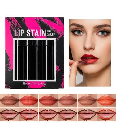 Lipliner Discoloration Peel Off Lipliner Pencil Set 6 Pieces Long Lasting Intensely Pigmented for Women Girls Family and Girlfriends - Buy Online on GoSupps.com