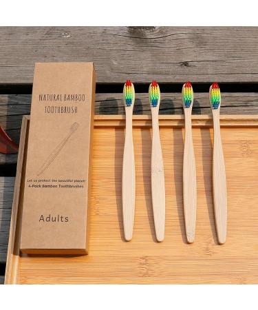 Bamboo Coal Toothbrush - Soft Charcoal Bristles Reusable Wood Toothbrush Set for Men & Women in 4 Colors | Eco-Friendly Oral Care - Buy Online on GoSupps.com