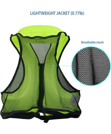 OMOUBOI Inflatable Snorkel Vest | Adult Swimming Jacket for Water Sports | Green | 90-220lbs - Buy Online on GoSupps.com