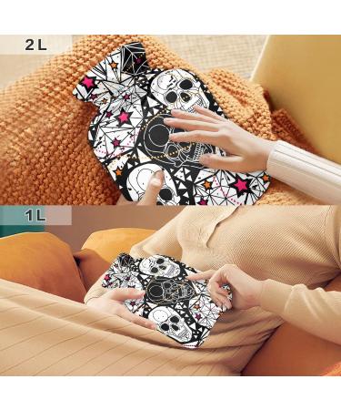Skull Stars White Hot Water Bottle - 2L Pain Relief & Menstrual Cramps Heating Pad - Buy Online on GoSupps.com