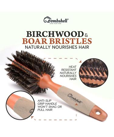 Bombshell Birch Wood Round Brush | Sustainable Boar Bristle Styling Brush | 3 Inch Round Hair Brush for Blowouts and Curling - Buy Online on GoSupps.com