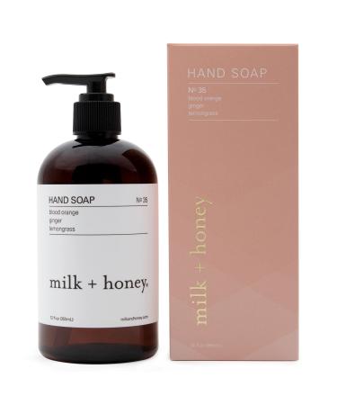 milk + honey Liquid Hand Soap  No. 35  with Blood Orange  Lemongrass  and Ginger  Moisturizing Hand Soap  Natural Hand Soap  12 Fl Oz