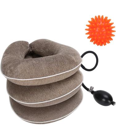 Buy Inflatable Neck Ruff with Massage Ball Set - Neck Support Traction Device for Adults - Ultimate Comfort & Relief (Brown) - Buy Online on GoSupps.com