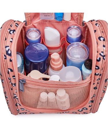 Medium Hanging Travel Toiletry Bag - Orange Leopard Cosmetic Organizer for Men & Women - Buy Online on GoSupps.com