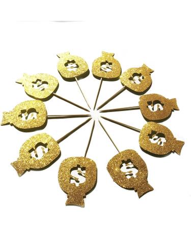 Money Bag Cupcake Toppers 12pcs Dollar Sign Cupcake Toppers American Dollar for Casino Wedding Birthday Festival Party Decoration Gold Glitter Casino Party Decor. - Buy Online on GoSupps.com