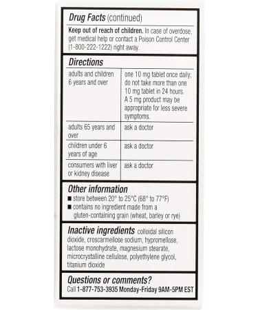 Rite Aid 24 Hour Allergy Relief Cetirizine Tablets 10mg - 120 Count | Indoor & Outdoor Allergy Medicine - Buy Online on GoSupps.com