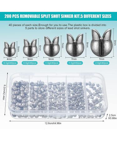200-Piece Removable Split Shot Sinker Kit for Fishing - Round Fishing Weights for Precision Sinking (1/64 oz - 5/64 oz) - Buy Online on GoSupps.com