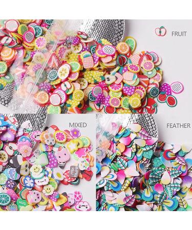 Academyus 1000Pcs Nail Art Slices Fruit Feather Shape Polymer Clay DIY Charms - Pink Medium - Buy Online on GoSupps.com