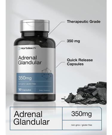 Raw Adrenal Glandular 350mg | 90 Capsules Non-GMO Gluten Free | Horbaach Supplement - Buy Online on GoSupps.com