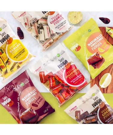 SUPER FUDGiO Vegan and gluten-free organic sweets - fruity mix - Candy made from natural ingredients - with 100% organic coconut - Buy Online on GoSupps.com