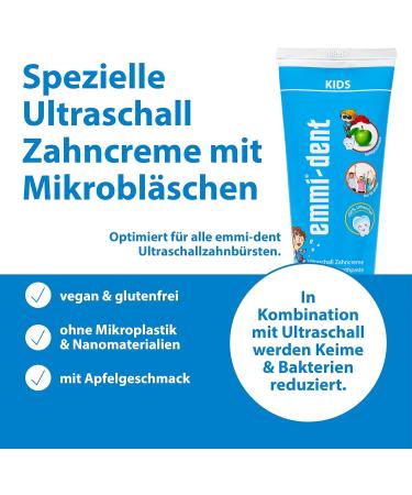 Emmi-Dent Ultrasound Kids Toothpaste Apple Flavor Vegan & Gluten-Free Ideal for Sensitive Teeth & Gums 5 Pack (5x75ml) - Microplastic & Nanomaterial Free - Buy Online on GoSupps.com