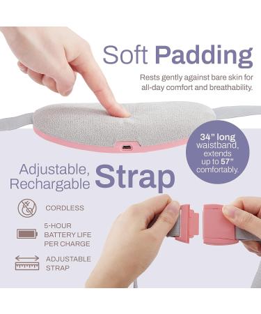 Portable Menstrual Heating Pad for Cramps - 3 Massager + 3 Heat Settings - Rechargeable Travel Period Pain Relief Pad in Pink - Buy Online on GoSupps.com