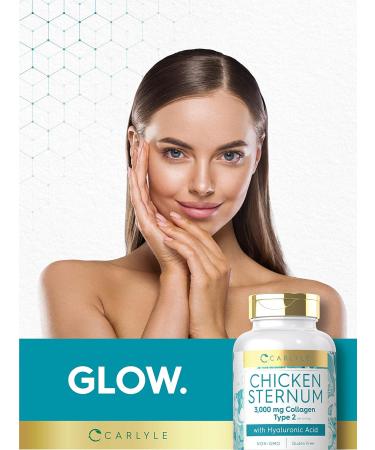Carlyle Chicken Sternum Cartilage Collagen Capsules | Type II 3000mg | 120 Pills | with Hyaluronic Acid | Non-GMO Gluten Free - Buy Online on GoSupps.com