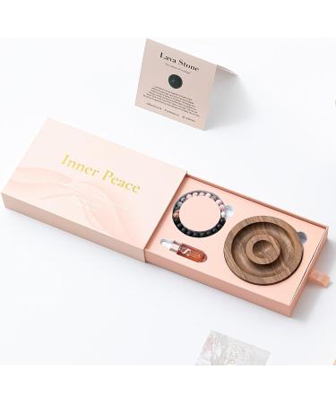 Stress Reduction Aromatherapy Gift for Women | Walnut Aromateller & Lava Stone Bracelet - Calming Essential Oil | Unique Birthday & Friendship Gift - Zebra-Jaspis Walnut Bat (19cm) - Buy Online on GoSupps.com
